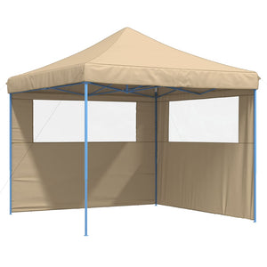 Faltbares Partyzelt Pop-Up Beige mit 2 Seitenteilen