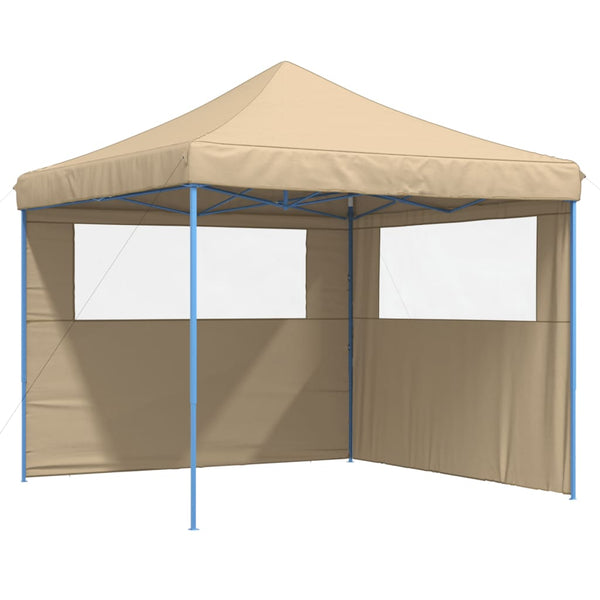 Faltbares Partyzelt Pop-Up Beige mit 2 Seitenteilen
