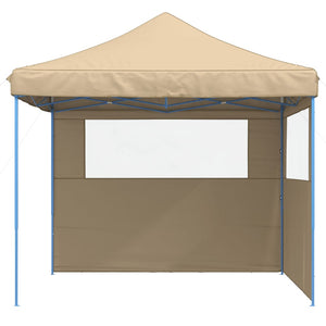 Faltbares Partyzelt Pop-Up Beige mit 2 Seitenteilen