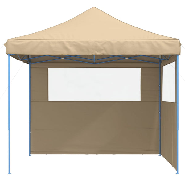 Faltbares Partyzelt Pop-Up Beige mit 2 Seitenteilen