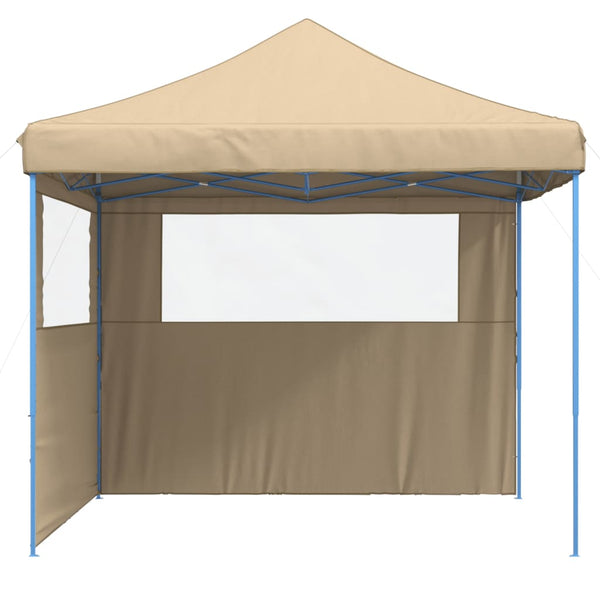 Faltbares Partyzelt Pop-Up Beige mit 2 Seitenteilen