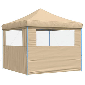 Faltbares Partyzelt Pop-Up Beige mit 2 Seitenteilen