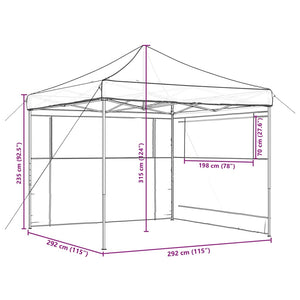 Faltbares Partyzelt Pop-Up Beige mit 2 Seitenteilen