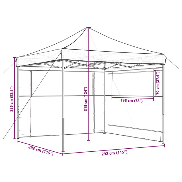 Faltbares Partyzelt Pop-Up Beige mit 2 Seitenteilen