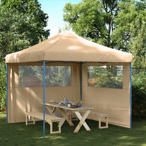 Faltbares Partyzelt Pop-Up Beige mit 2 Seitenteilen