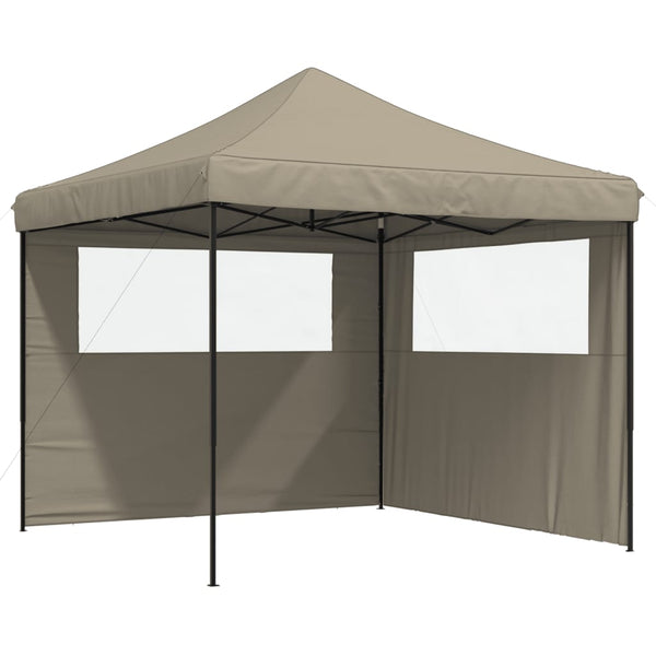 vidaXL Pop-Up Folding Party Tent with 2 Sidewalls Taupe