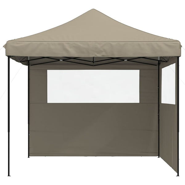 vidaXL Pop-Up Folding Party Tent with 2 Sidewalls Taupe