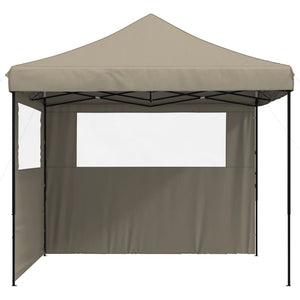vidaXL Pop-Up Folding Party Tent with 2 Sidewalls Taupe
