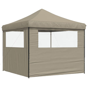 vidaXL Pop-Up Folding Party Tent with 2 Sidewalls Taupe