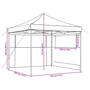vidaXL Pop-Up Folding Party Tent with 2 Sidewalls Taupe