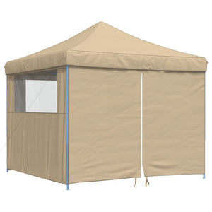 Faltbares Partyzelt Beige mit 4 Seitenteilen