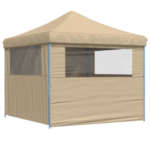 Faltbares Partyzelt Beige mit 4 Seitenteilen
