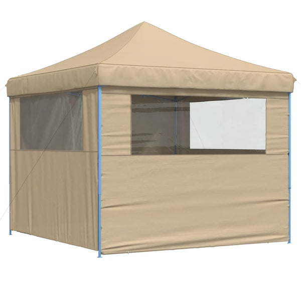 Faltbares Partyzelt Beige mit 4 Seitenteilen