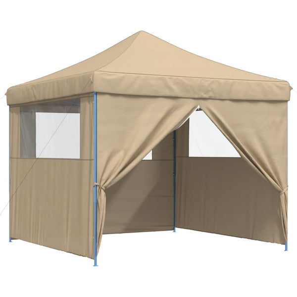 Faltbares Partyzelt Beige mit 4 Seitenteilen