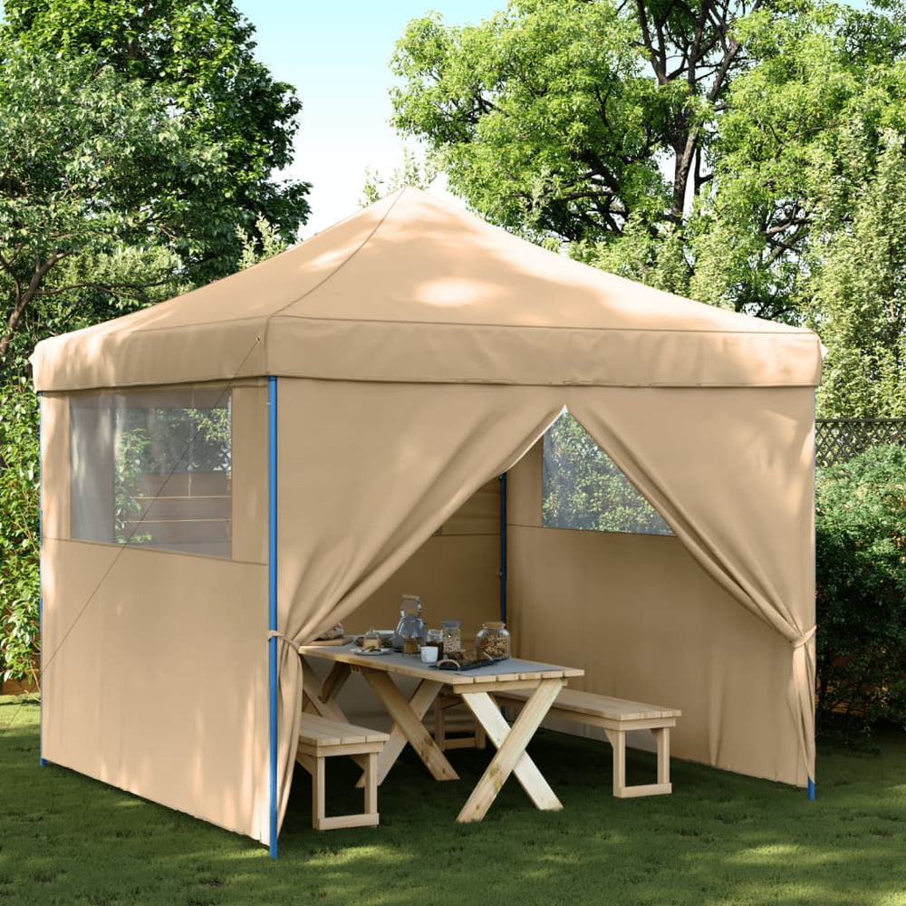 Faltbares Partyzelt Beige mit 4 Seitenteilen