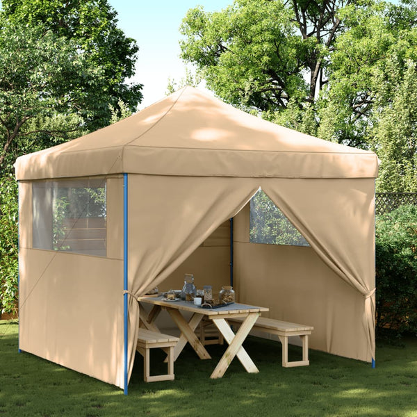 Faltbares Partyzelt Beige mit 4 Seitenteilen