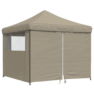 vidaXL Tente de fête pliable pop-up avec 4 parois latérales Taupe
