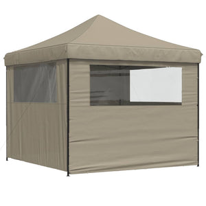 vidaXL Tente de fête pliable pop-up avec 4 parois latérales Taupe