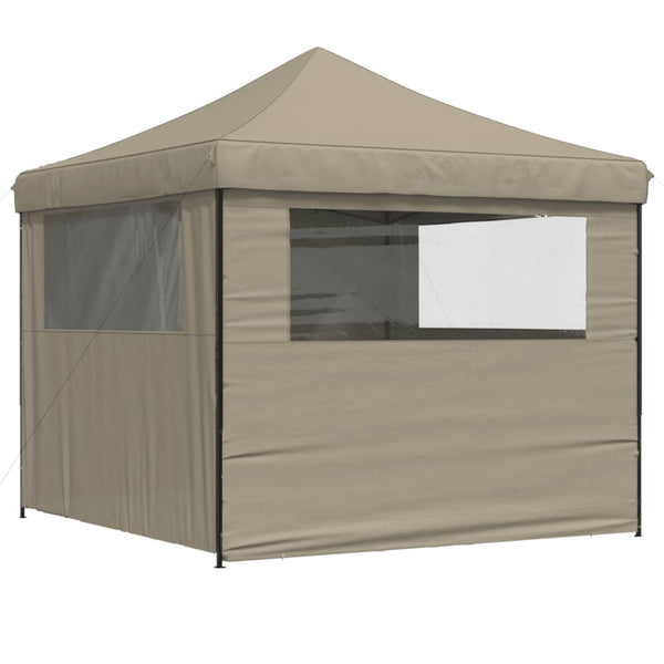 vidaXL Tente de fête pliable pop-up avec 4 parois latérales Taupe