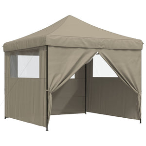 vidaXL Tente de fête pliable pop-up avec 4 parois latérales Taupe