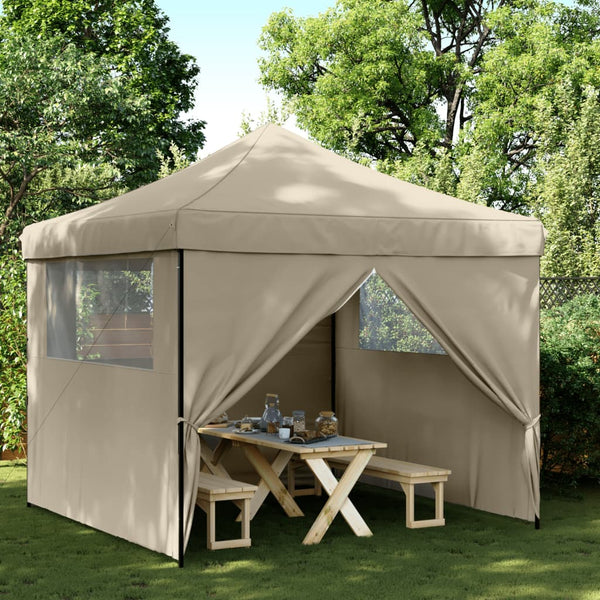 vidaXL Tente de fête pliable pop-up avec 4 parois latérales Taupe