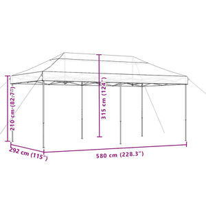 Faltbares Partyzelt Pop-Up Schwarz 580cm