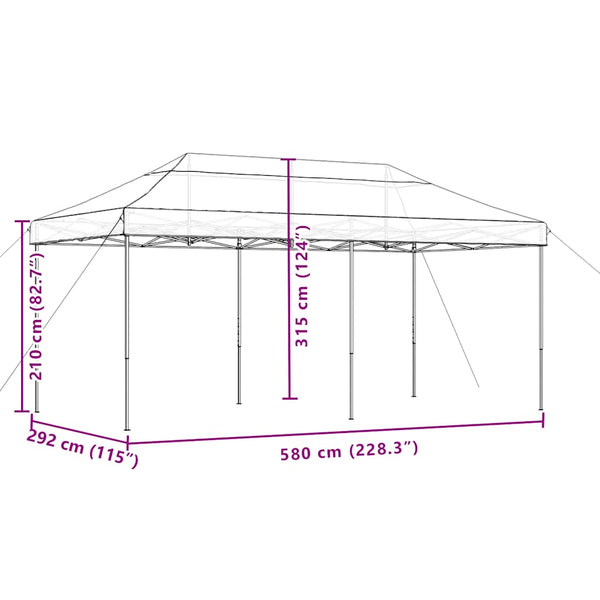Faltbares Partyzelt Pop-Up Schwarz 580cm