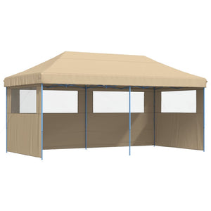 Faltbares Partyzelt Pop-Up Beige mit 3 Seitenteilen
