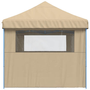 Faltbares Partyzelt Pop-Up Beige mit 3 Seitenteilen