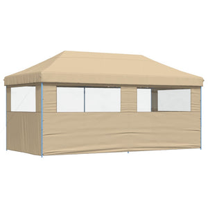 Faltbares Partyzelt Pop-Up Beige mit 3 Seitenteilen