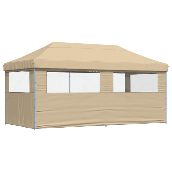 Faltbares Partyzelt Pop-Up Beige mit 3 Seitenteilen