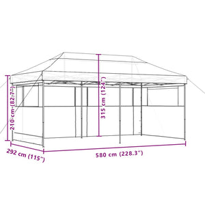 Faltbares Partyzelt Pop-Up Taupe mit 3 Seiten