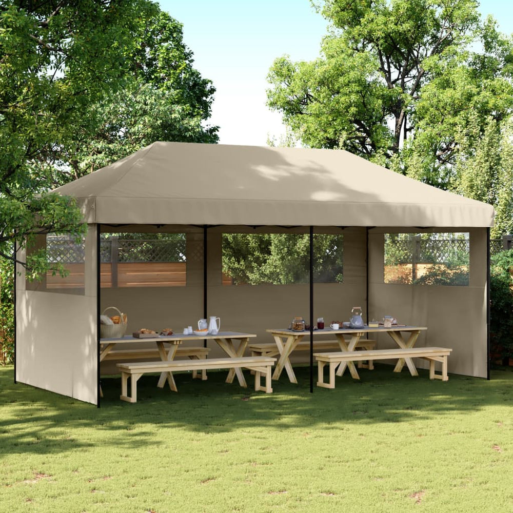 Faltbares Partyzelt Pop-Up Taupe mit 3 Seiten