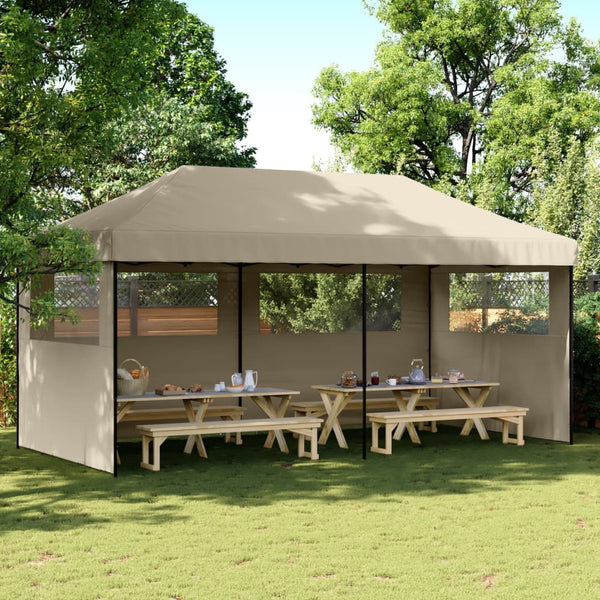 Faltbares Partyzelt Pop-Up Taupe mit 3 Seiten