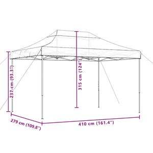 Faltbares Partyzelt Pop-Up Schwarz 410x279 cm