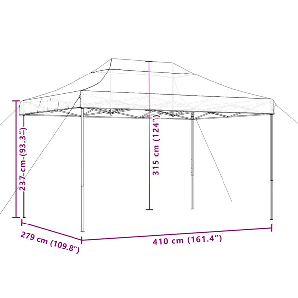 Faltbares Partyzelt Pop-Up Schwarz 410x279 cm