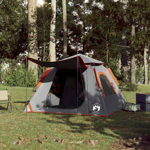 4-Personen-Campingzelt Kuppelzelt Grau/Orange