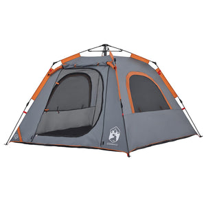 4-Personen-Campingzelt Kuppelzelt Grau/Orange