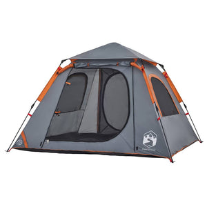 4-Personen-Campingzelt Kuppelzelt Grau/Orange