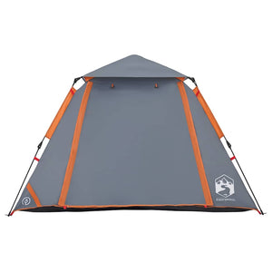 4-Personen-Campingzelt Kuppelzelt Grau/Orange