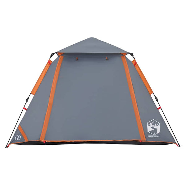 4-Personen-Campingzelt Kuppelzelt Grau/Orange