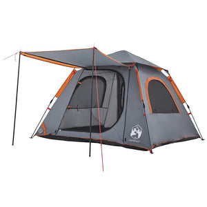 4-Personen-Campingzelt Kuppelzelt Grau/Orange