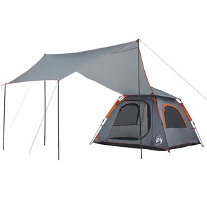 4-Personen-Campingzelt Kuppelzelt Grau/Orange