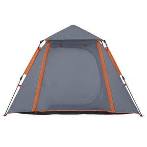 4-Personen-Campingzelt Kuppelzelt Grau/Orange
