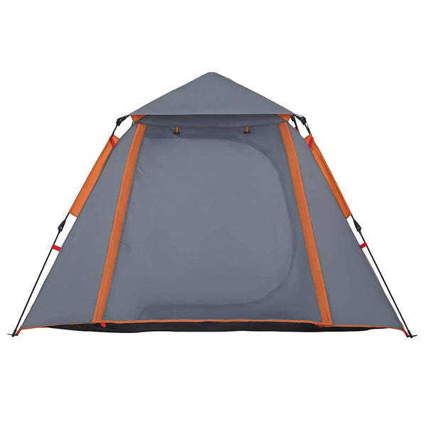 4-Personen-Campingzelt Kuppelzelt Grau/Orange