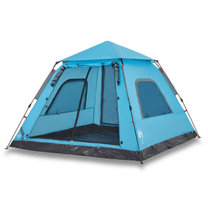 5-Personen Kuppel-Campingzelt Blau Quick Release
