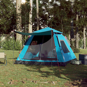 5-Personen Kuppel-Campingzelt Blau Quick Release