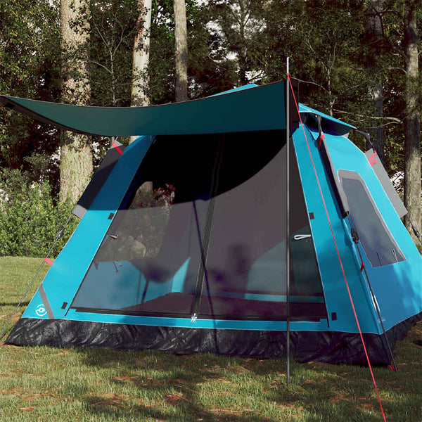 5-Personen Kuppel-Campingzelt Blau Quick Release