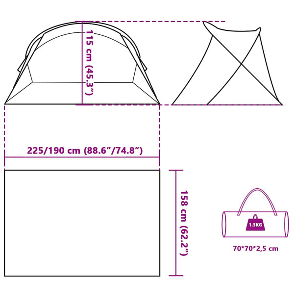 Pop-Up Strandzelt für 2 Personen, Grau