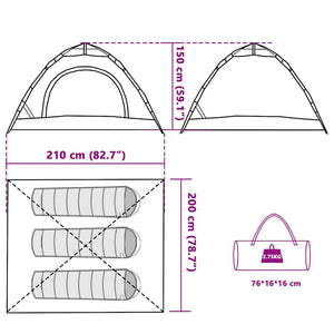 3-Personen Campingzelt Grün Quick Release